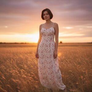 Floral Spaghetti Strap Large Maxi Dress